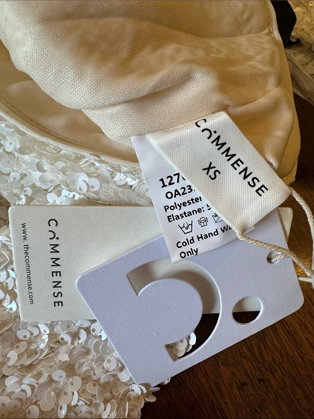 COMMENSE Cream Sequin Black Ribbon Bow Cardigan Jacket NWT - Picture 11 of 16